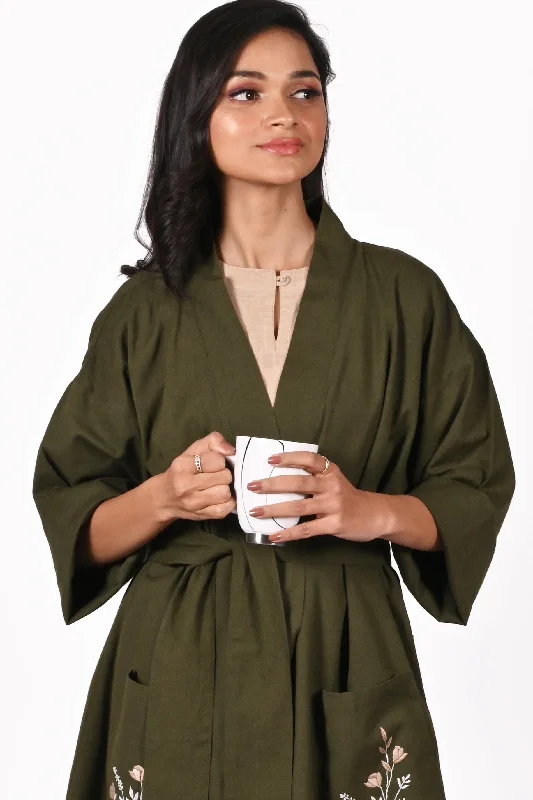 PALKI Cotton-Linen Hand Embroidered Stylish Lounge Robe: Made to Order/Customizable Party unclassified dresses PALKI Cotton-Linen Hand Embroidered Stylish Lounge Robe: Made to Order/Customizable Party unclassified dresses