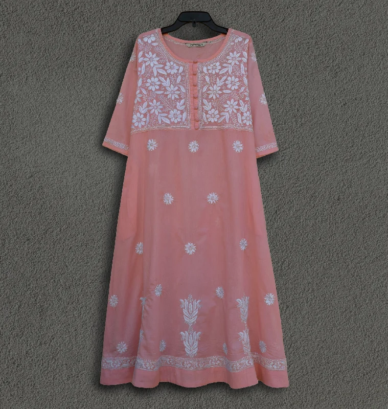 CHANDANI Pure Cotton Hand Embroidered A Line Tunic Dress Kurta: Made to Order/Customizable Breathable unclassified dresses CHANDANI Pure Cotton Hand Embroidered A Line Tunic Dress Kurta: Made to Order/Customizable Breathable unclassified dresses
