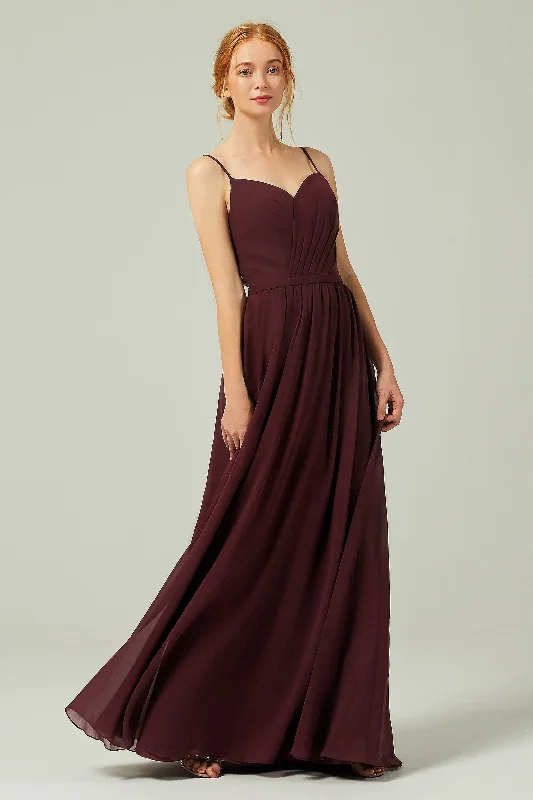 A-Line Floor Length Chiffon Bridesmaid Dress CB0296 Open-back unclassified dresses