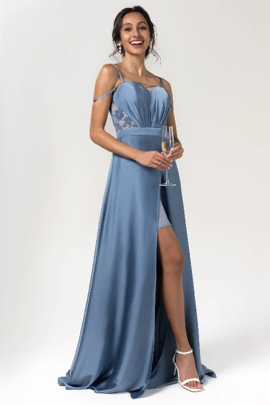 A-Line Floor Length Luxe Satin Bridesmaid Dress Formal Dresses CB0588 Street style unclassified dresses