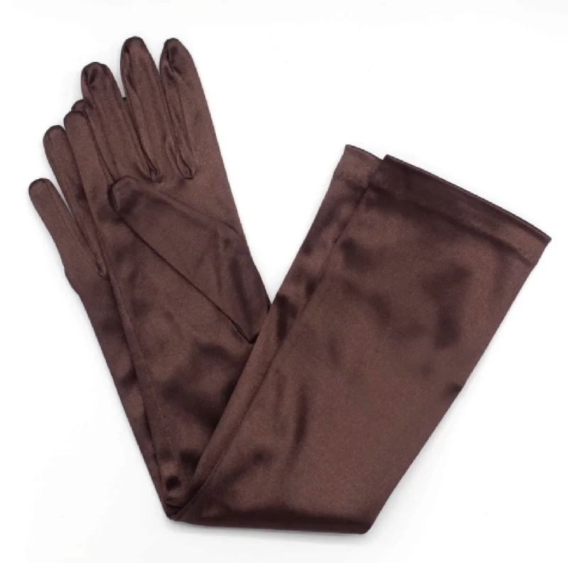 Dark Brown Satin Gloves Beaded unclassified dresses