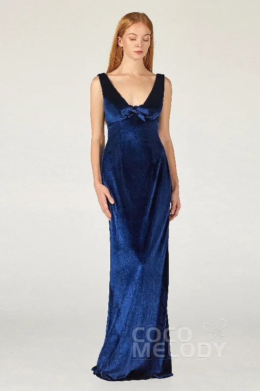 Sheath-Column Floor Length Velvet Bridesmaid Dress Formal Dresses CB0369 Popular unclassified dresses