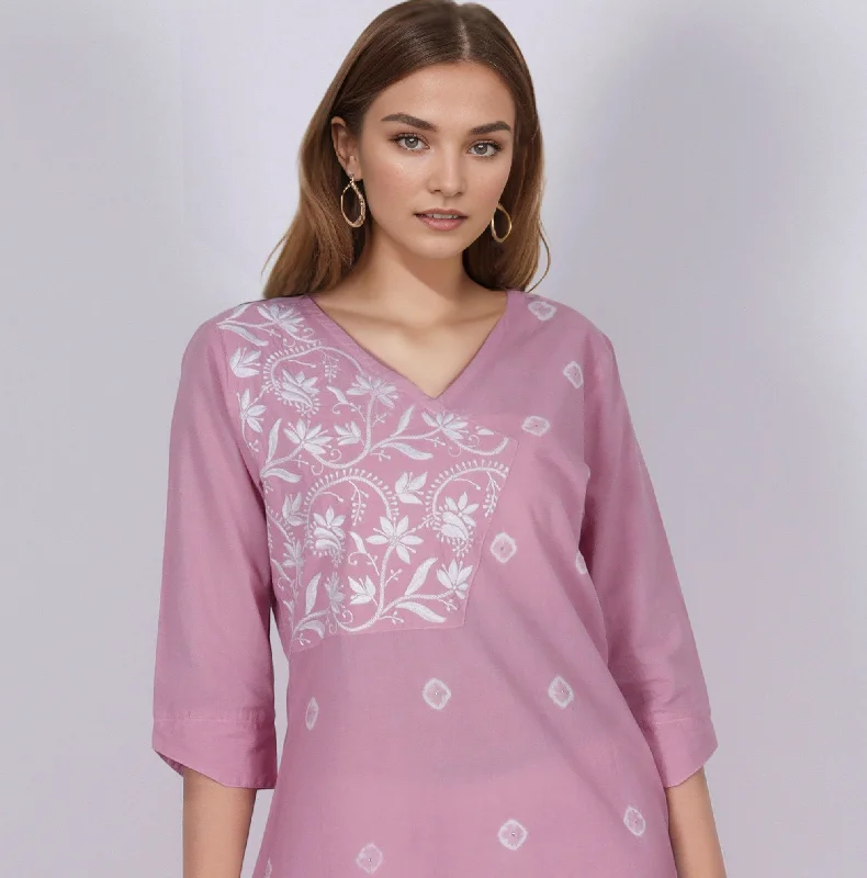 GODAVARI Pure Cotton Hand Embroidered Tie Dye Tunic Dress Kurta: Made to Order/Customizable Cocktail unclassified dresses GODAVARI Pure Cotton Hand Embroidered Tie Dye Tunic Dress Kurta: Made to Order/Customizable Cocktail unclassified dresses