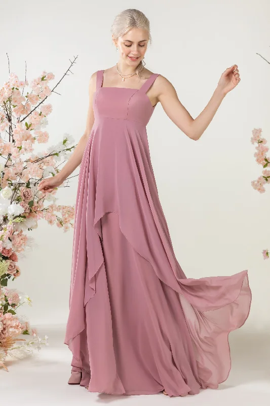A-Line Sweep-Brush Train Chiffon Bridesmaid Dress CB0473 Elegant evening unclassified dresses