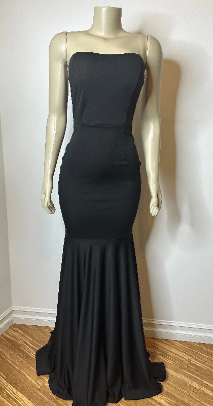 Black Off The Shoulders Formal Dress Cotton unclassified dresses