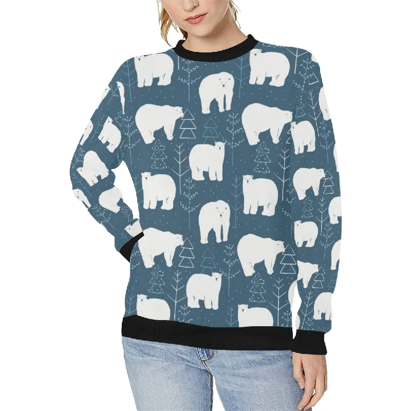 polar bear mother her child pattern Women's Crew Neck Sweatshirt Classic Zip Hoodie