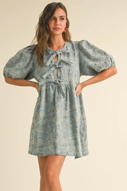 Denim Jacquard Dress Skirt with Pockets