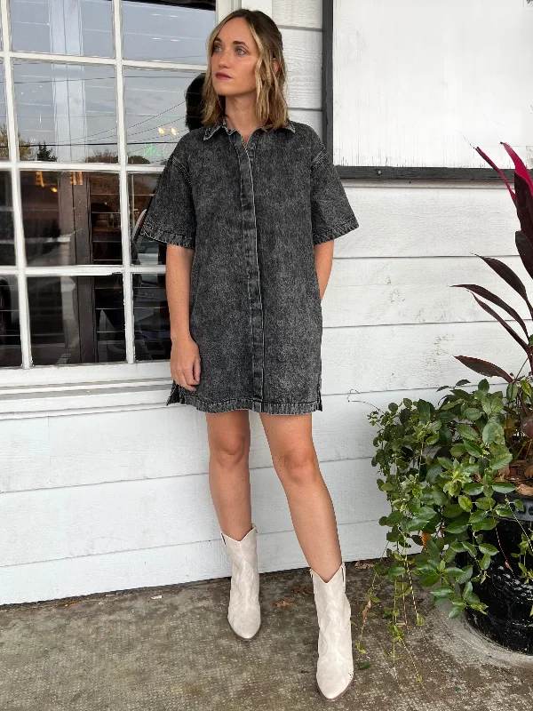 All Day Denim Dress Button Front Denim Skirt