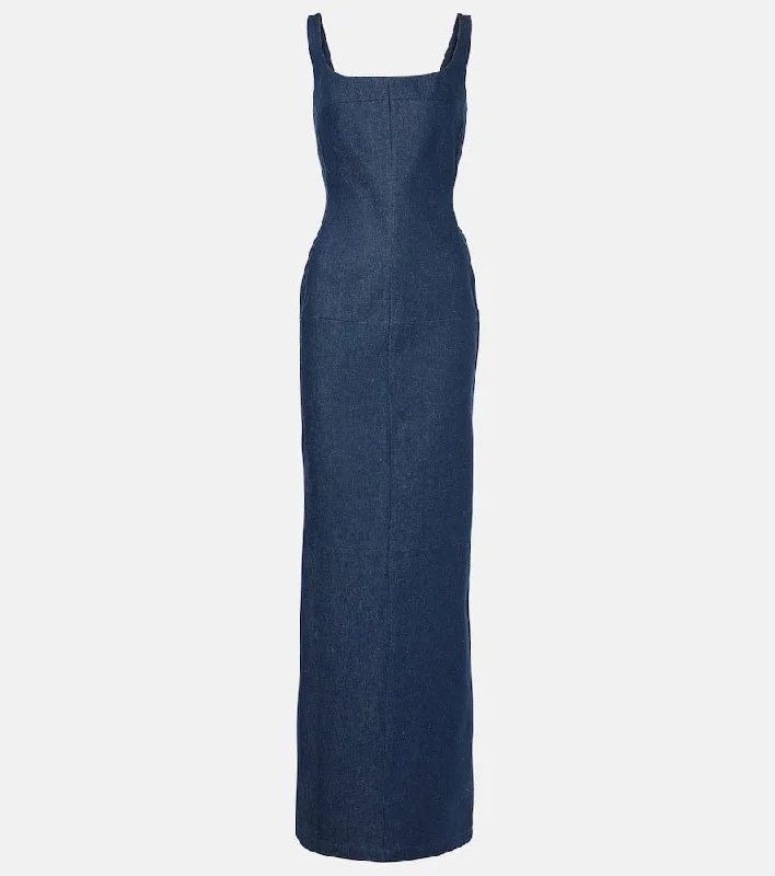 Jacquemus La Robe De-N√É¬Æmes Spoglio denim bustier dress Light Wash Denim Skirt