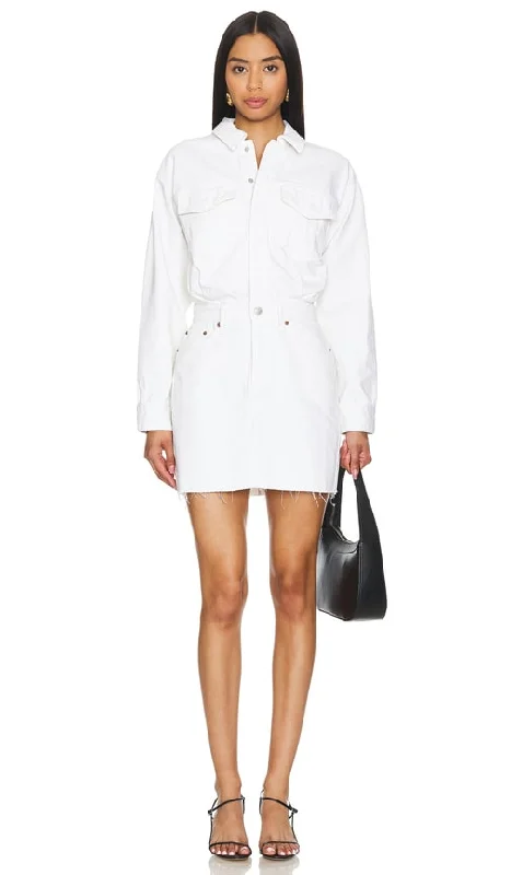 PISTOLA Nina Denim Dress in White Belted Denim Skirt