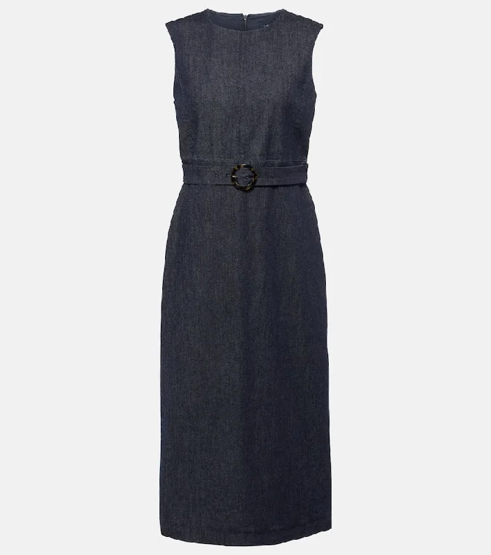'S Max Mara Cotton-blend denim shift dress Casual Mini Denim