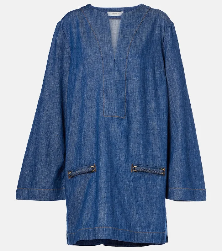 Zimmermann Wylie denim tunic Wide Leg Denim Skirt