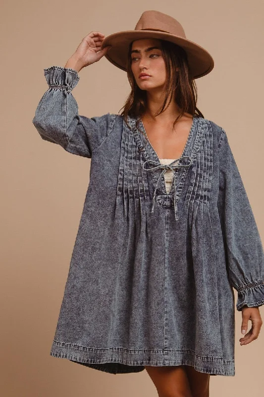 Alison Denim Dress Elastic Waist Denim Skirt