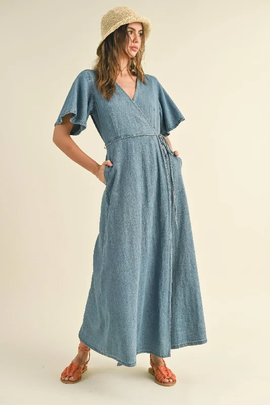 Denim Wrap Dress Casual Denim Skirt
