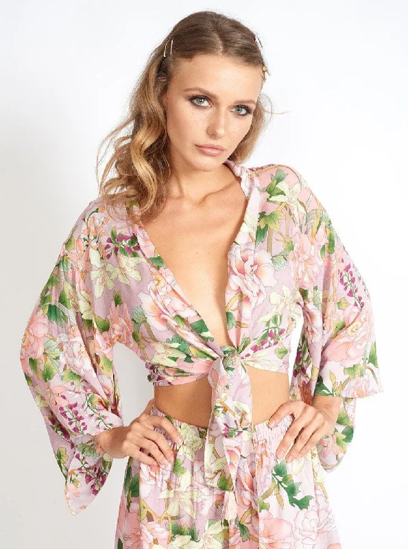 Flowers On My Mind Floral Front Tying Crop Top