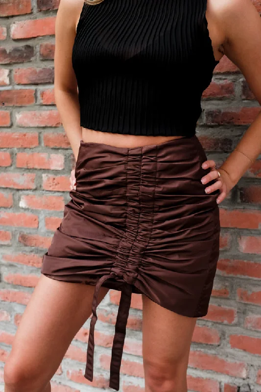 NYLON RUCHED MINI SKIRT