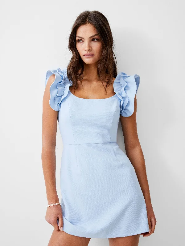 Whisper Sleeveless Ruffle Shoulder Dress