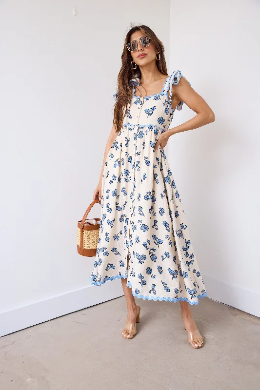 SALE - Bailey Tie Strap Floral Midi Dress