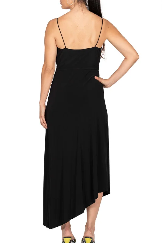 AIDAN MATTOX-BLACK DRAPED JERSEY DRESS