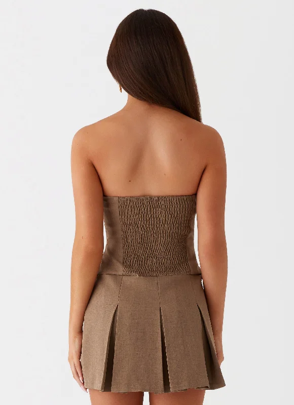 Deal-Breaker Mini Dress - Brown Beige