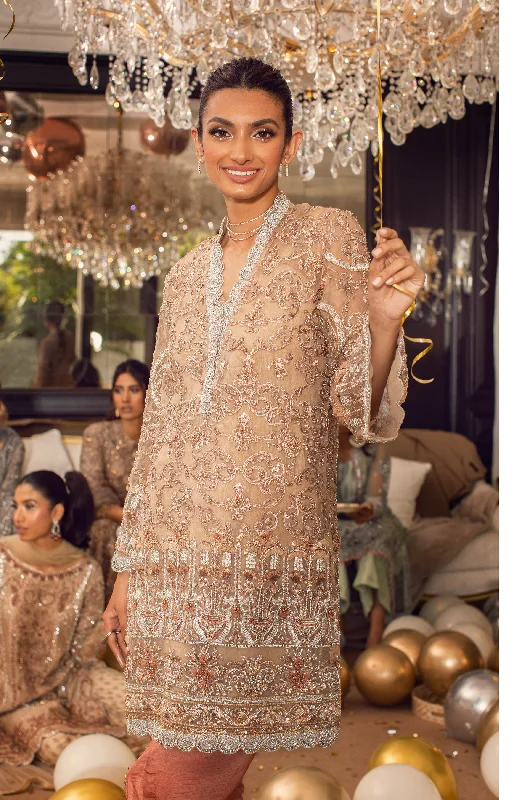 Embellished Shirt Paired with Tulip Shalwar and Dupatta