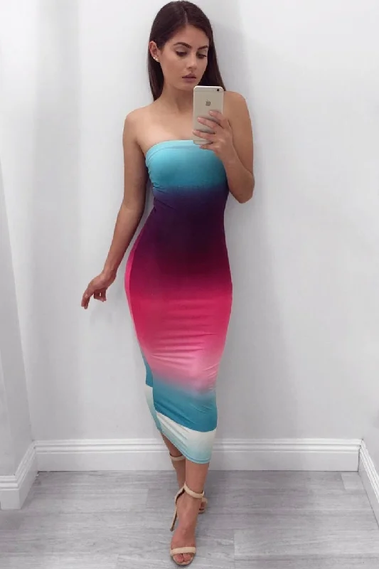 Jane, Strapless multicolor dress