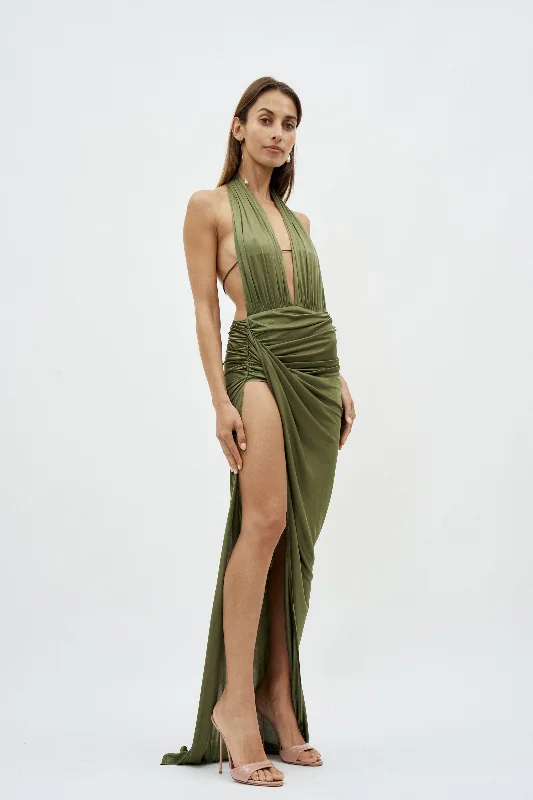 Open Draped Mousse Gown