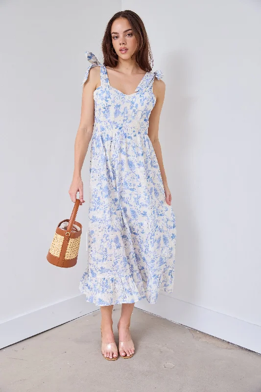 SALE - Peggy Printed Tie Strap Midi Dress