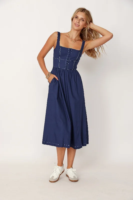 Rose Denim Midi Dress