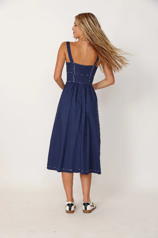 Rose Denim Midi Dress