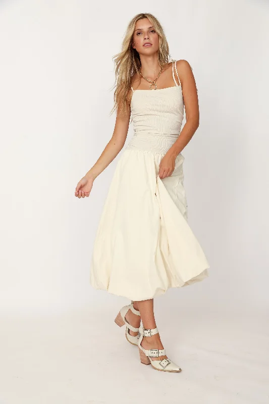 Safa Gathered Bodice Midi Dress