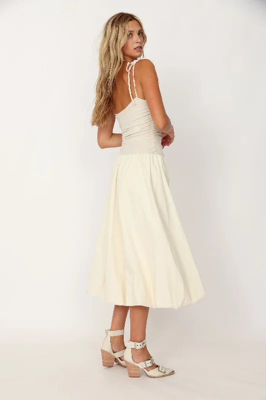 Safa Gathered Bodice Midi Dress