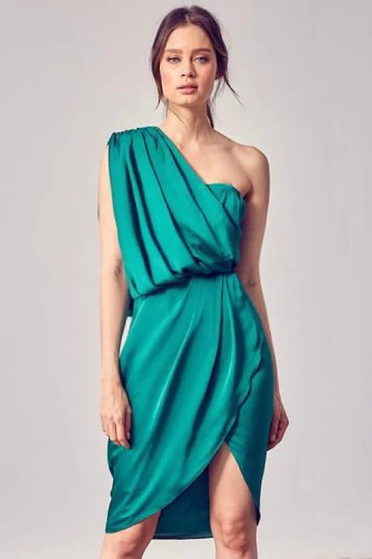 Susan, One shoulder asymmetric draped dress