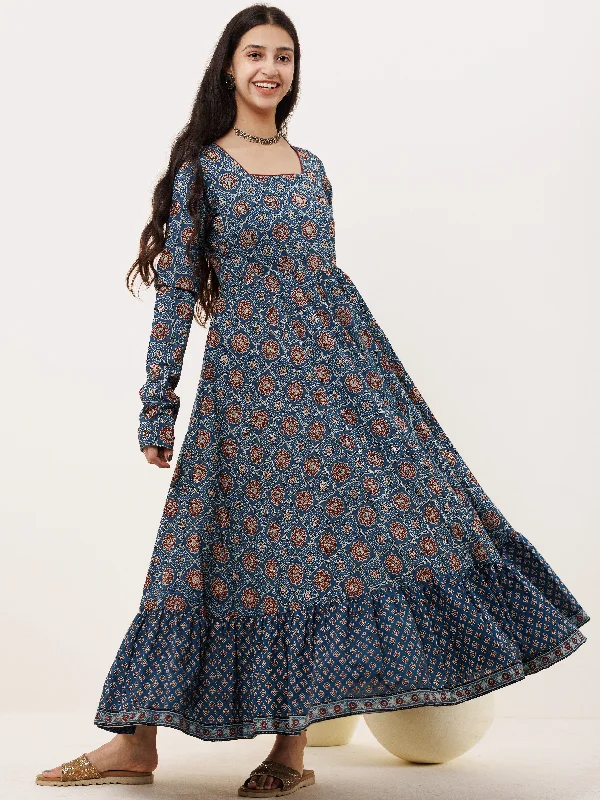 Ajrakh Noor Long Flared Dress