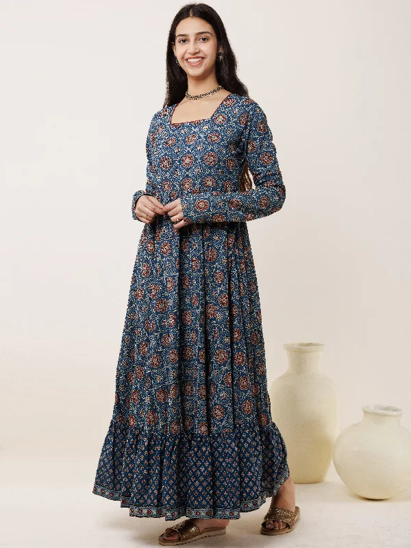 Ajrakh Noor Long Flared Dress