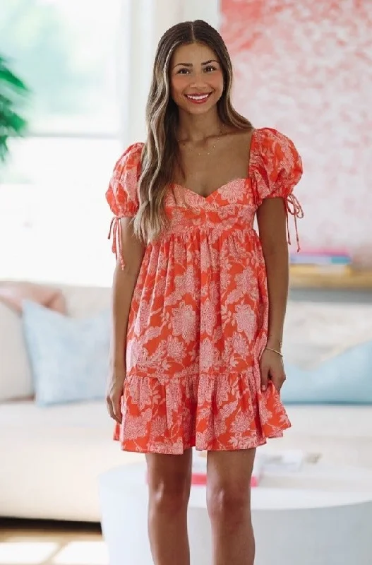 Cocktails At Sunset Mini Dress - Pink and Orange