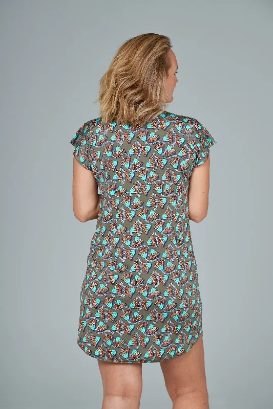 Deco Print Short Sleeve Jersey Shift Dress