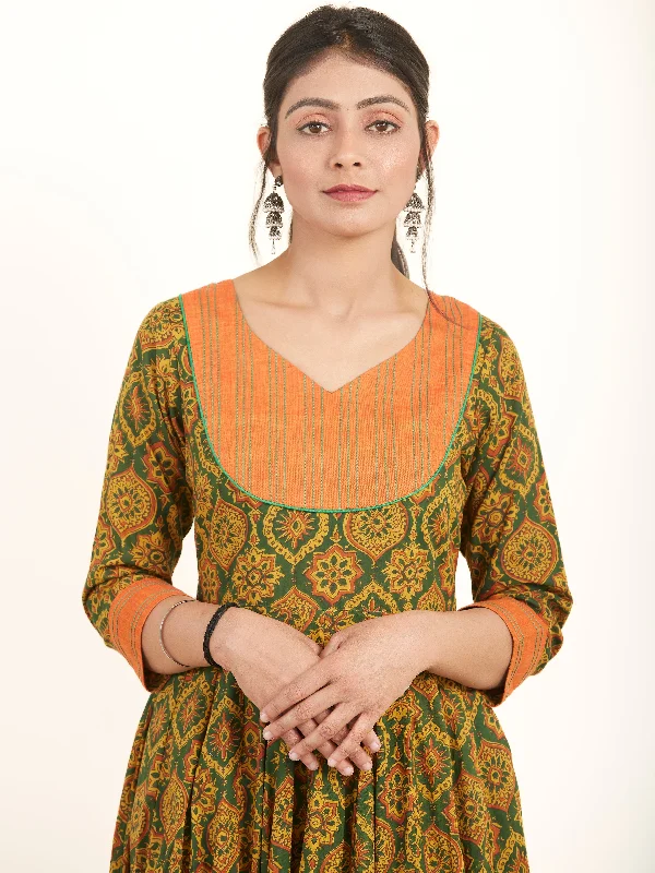 Fiza Zubeda Flared Long Ajrakh Dress