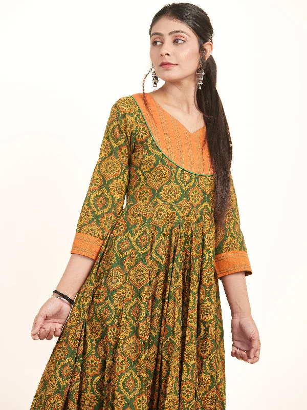 Fiza Zubeda Flared Long Ajrakh Dress