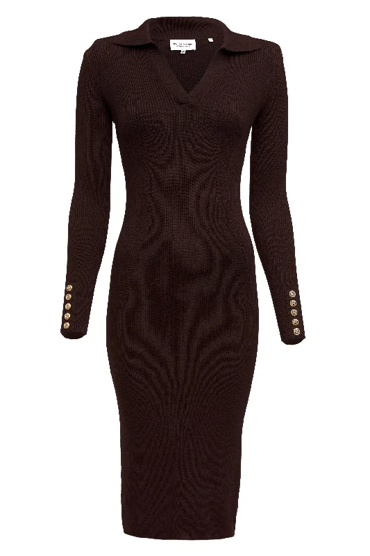 Knitted Shirt Dress (Chocolate)