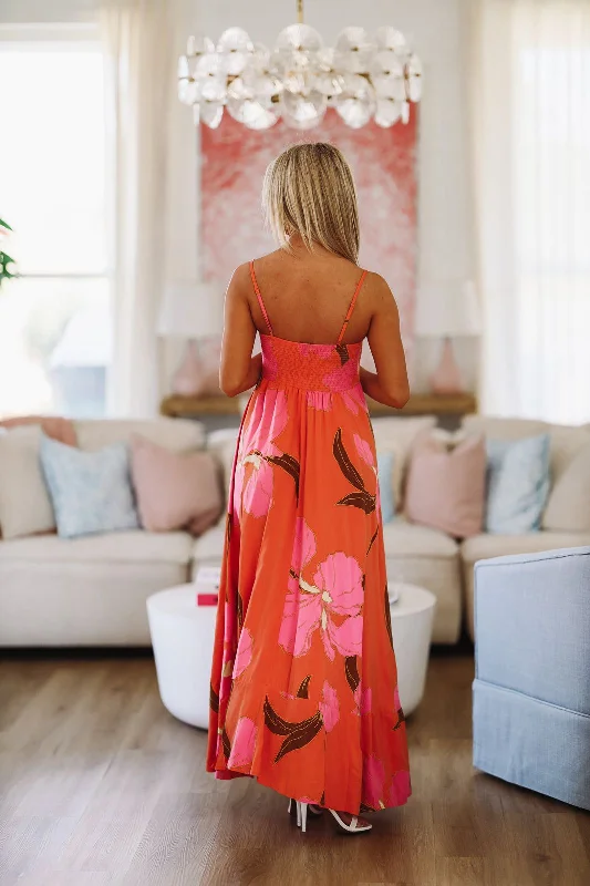 Week in Tulum Maxi Dress - Orange and Pink