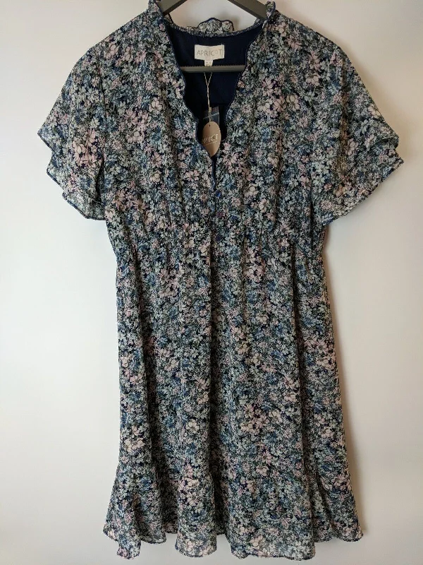 Apricot Navy Floral Dress. UK 8 **** Ref V211 Elegant floral dresses